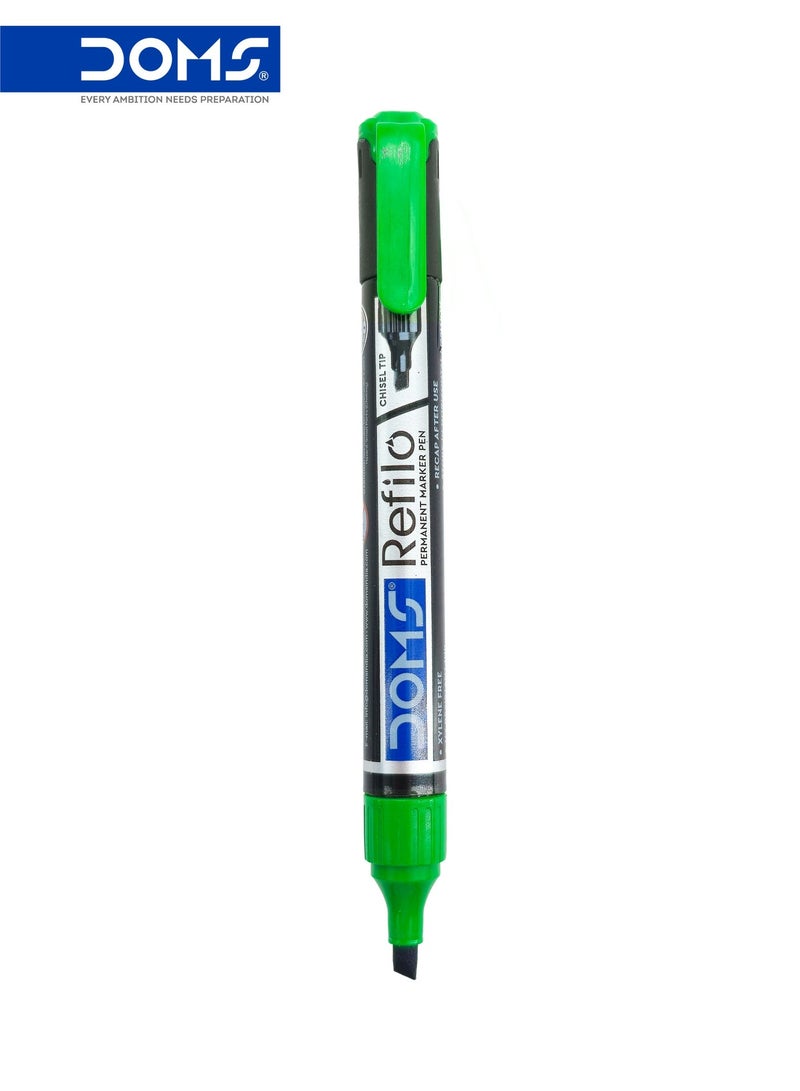 DOMS Whiteboard Marker Pen, Chisel Tip, Green Ink, Refillable, Pack of 12 - Image 2